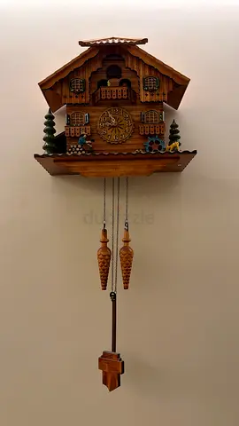 Vintage Wooden Cuckoo Clock with Pinecone Weights — Working Decorative Piece