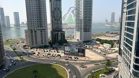 Two bedroom apartment for annual rent in Al Taawun free gym and pool sea view laundry room spacious