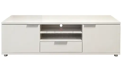 White Low TV Cabinet / Entertainment Unit with Storage