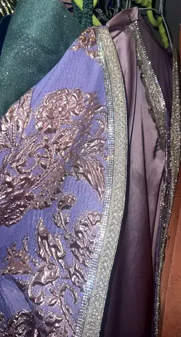 قفطان مغربي بلون بنفسجي (طقم ثلاث-حزام،جلابيه حرير،قفطان طويل) Maghreb dress لليالي مغربي،عيد و الخ