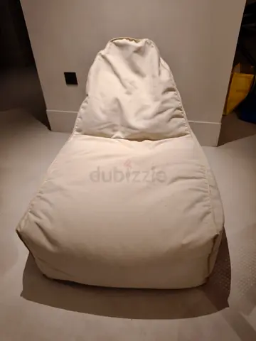 Cream canvas bean-bag lounger
