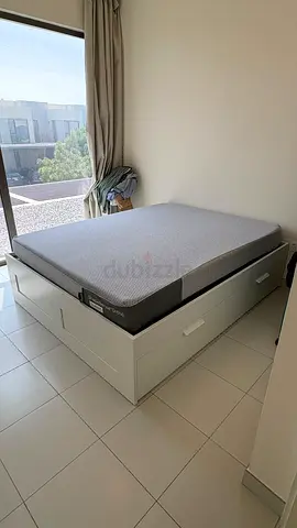 IKEA BRIMNES BED 160x200 W/ Storage + Mattress
