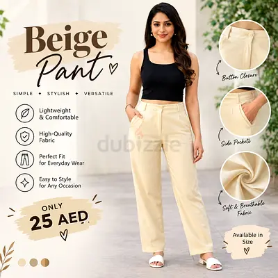 Beige Women's Straight Pants