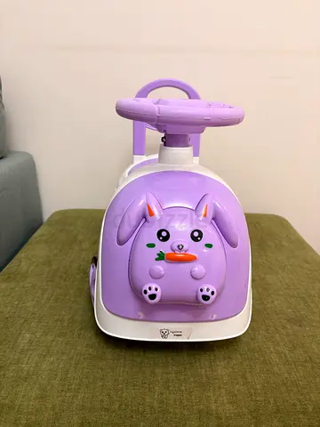 Bunny Cart Ride-On Car for Kids, Purple & white Manual Push Non-Musical