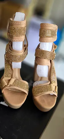 Golden Strappy Women's Heels