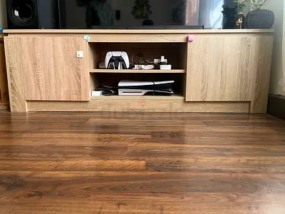 Wooden TV Entertainment Unit with Storage - Light Oak