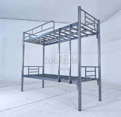 Sturdy Metal Bunk Bed Frame - Silver, Double Deck