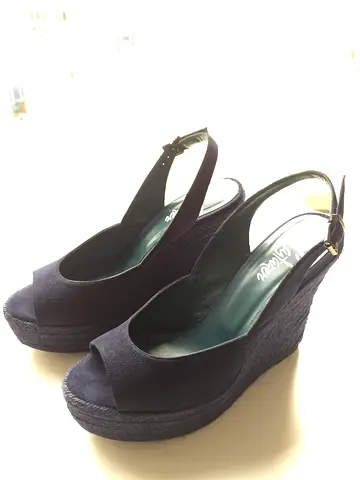 Castaner Navy wedge slingback sandals - comfortable casual heels