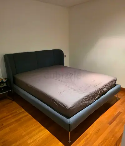 IKEA Queen-Size Upholstered Bed Frame with Headboard