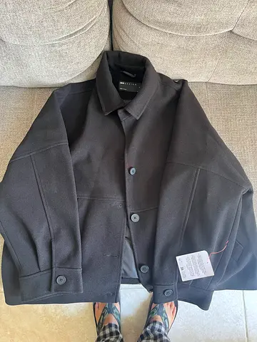 Black Short Wool-Blend Button Jacket - Size M (Women's)