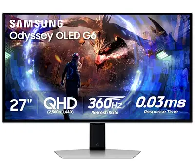 Samsung odyssey G6 OLED 27 Inch 360hz QHD Gaming Monitor