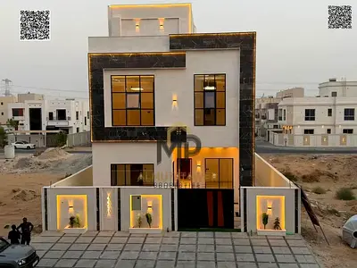 Luxury Villa for Sale in Al Yasmeen – Ajman | 6 Master Bedrooms, 3 Living Areas, Two Floors + Roof Terrace | Sophisticated Design & Spacious Layout |