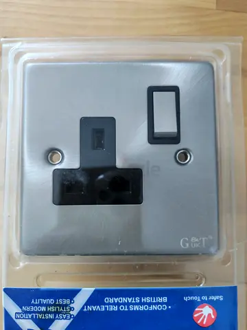 Brushed Steel Switched UK Power Socket Outlet - New