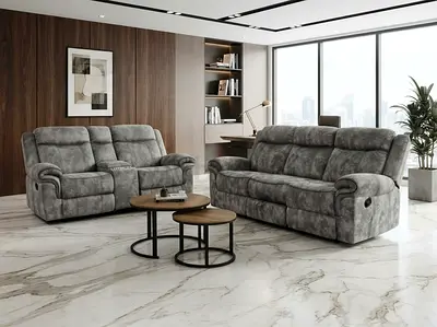 Grey 5 seater recliner set - good condition
