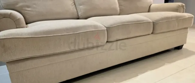 Beige 3-Seater Fabric Sofa in Good Condition