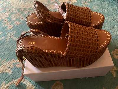 ZARA Plaited Braided Wedge Platform Sandals