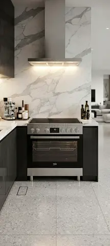 Beko 90x60Cm Freestanding Ceramic Cooker, 5 Zones, 8 Functions, A+ Rating