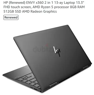HP ENVY x360 13.3" 2-in-1 Laptop - Ryzen 5, 8GB RAM, 512GB SSD (Renewed)