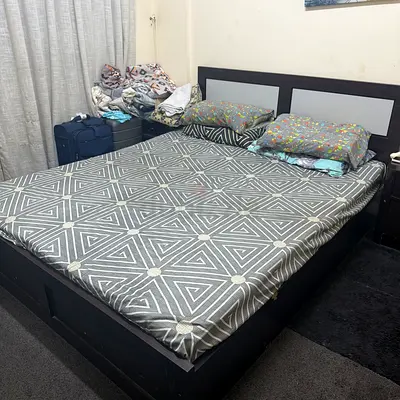 Queen size bed with medicated mattress and two side tables