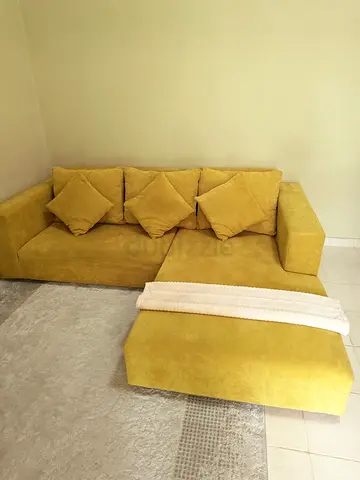Mustard Golden L-Shaped Sofa | Lounge/Living Room | Excellent Condition