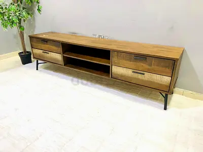 Wooden TV Console / Entertainment Unit with Drawers - Rustic Finish