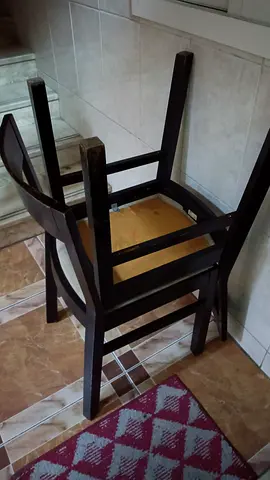 Set of 2 dark wood dining chairs - used, good condition