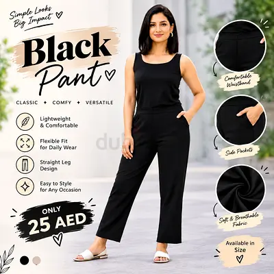 Black Straight-Leg Women's Pants