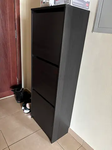 IKEA Bissa/ shoe cabinet - tall black, 3 compartments (good condition)