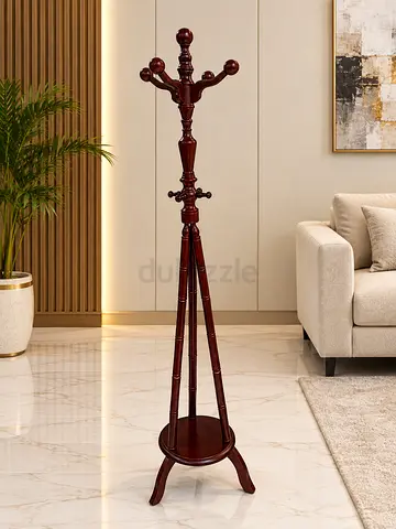 Wooden Free-Standing Coat Rack with Round Base