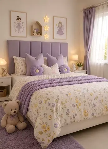 Stylish cozy light purple color 160*200 queen size bed