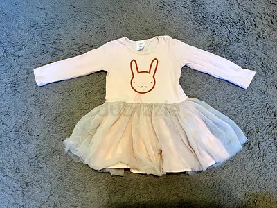 Pink bunny tulle baby dress - size 0 (6-12m)