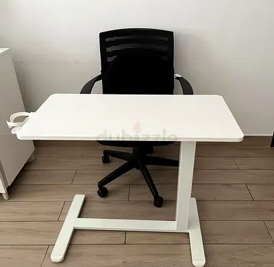 White Adjustable Laptop Table with chair