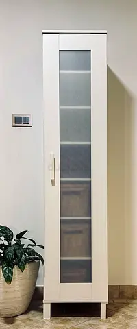 IKEA sturdy storage cabinet with door ideal for kitchen , bathroom or just general storage .