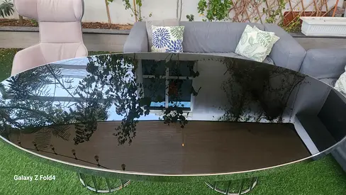 Free -Black Glass Oval Dining Table with Chrome Base - Good Condition - Free