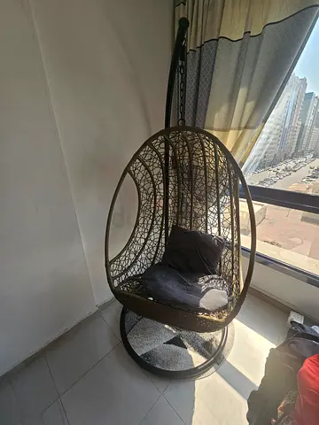 Wicker Egg Hanging Chair with Cushion - Good Condition