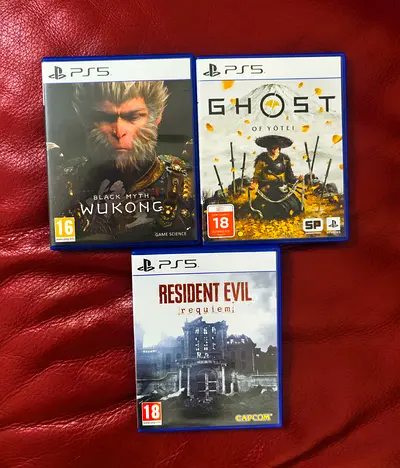 Three PS5 Games: Black Myth Wukong, Ghost of Yoti, Resident Evil Re:quiem