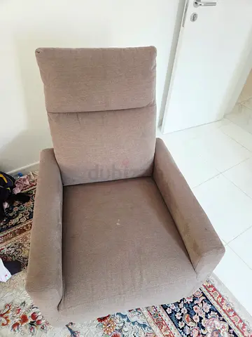 Comfortable single-seater fabric Rocking RECLINER — light brown, good condition