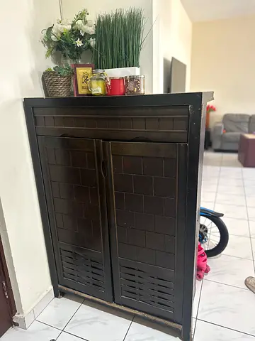 Dark Wooden Shoe Storage Cabinet