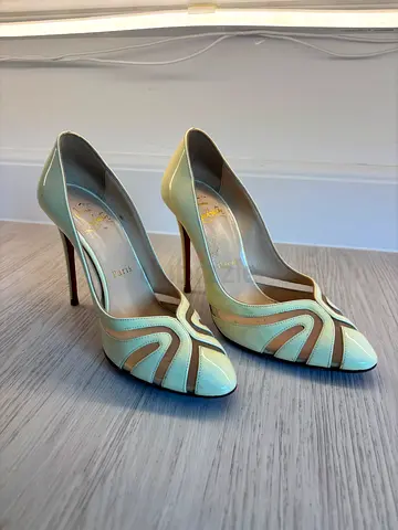 Christian Louboutin Patent & Mesh Heels – Size 35 – Authentic Red Soles