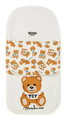Teddy Toy & Logo Print Padded Sleep Nest in Cotton