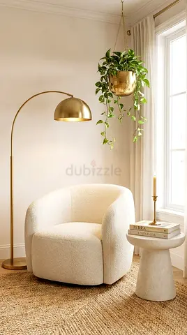 Cream boucle lounge chair — cozy single-seater armchair