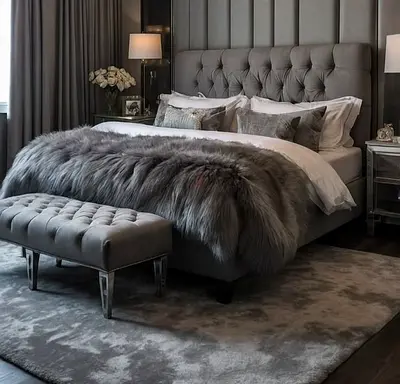 Dark gray colour 180*200 king size tufted headboard Bed