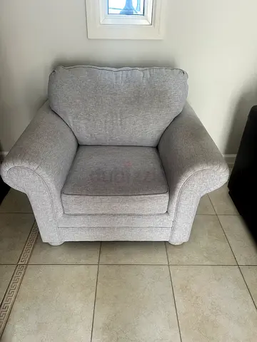 2 Light Grey Upholstered Accent Armchair - Good Condition