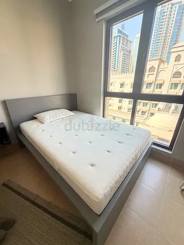 140x200 size platform bed frame with mattress - modern grey