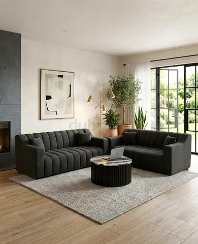 Black Modular Corner Sofa 6 seater
