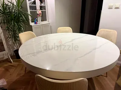 🍽️ Premium round Marble Dining Table + 4 Chairs