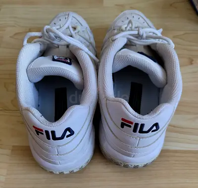 White FILA shoes, gently used, size UK 7
