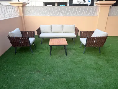 Outdoor 3 + 2 Seater Sofa with Cushions - Good Condition