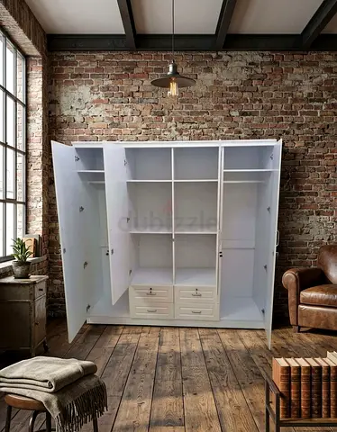 White 4-Door Wardrobe with Drawers - brand new