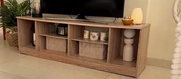 Low wooden TV stand